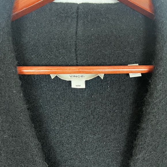 VINCE Wool Alpaca Blend Collarless Snap Button Cardigan Sweater Black Sz Medium - Picture 5 of 10